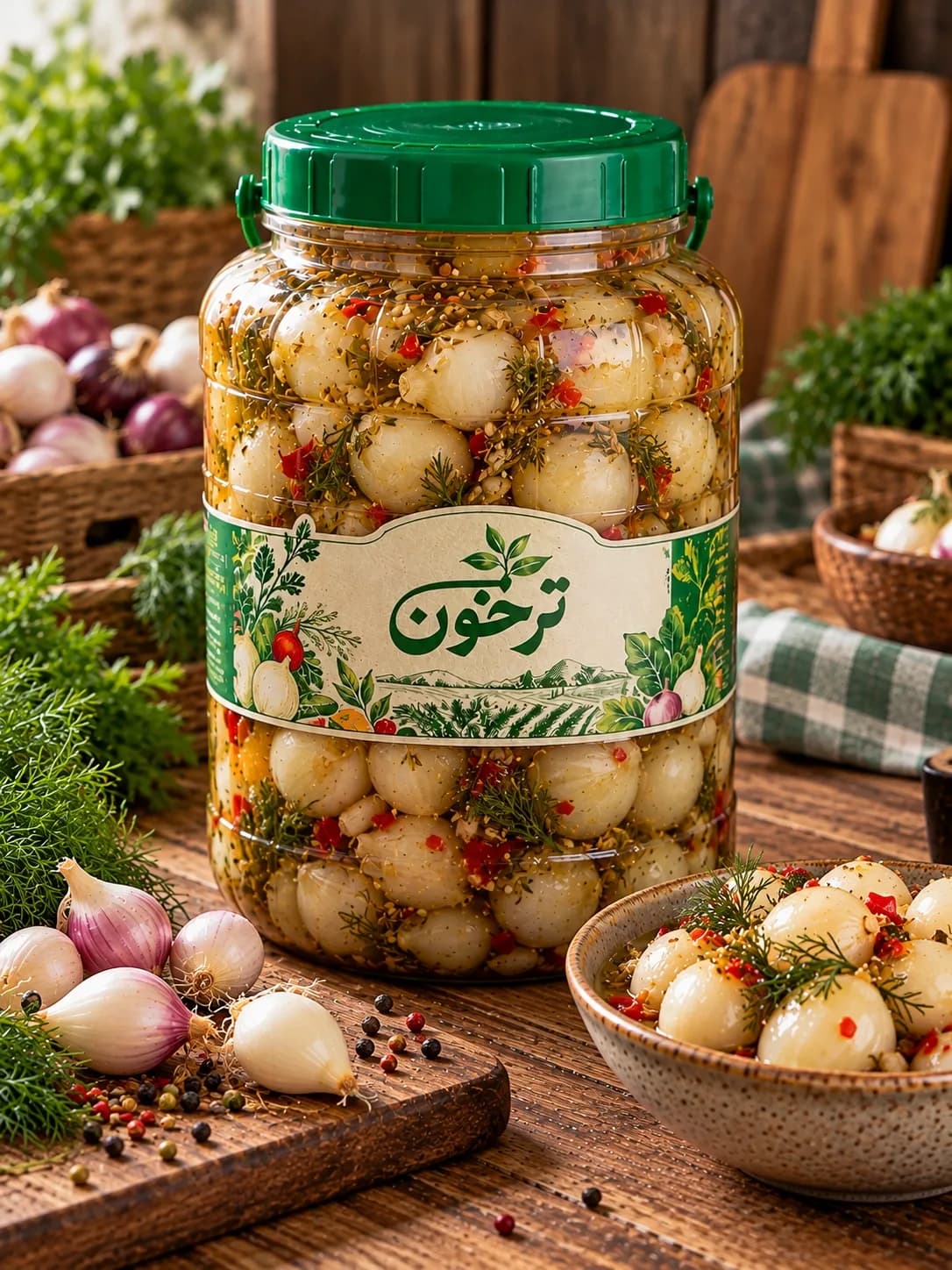 خرید ترشی پیاز خانگی ترخون | ترد، خوش‌طعم و تهیه‌شده از پیازهای تازه و مرغوب