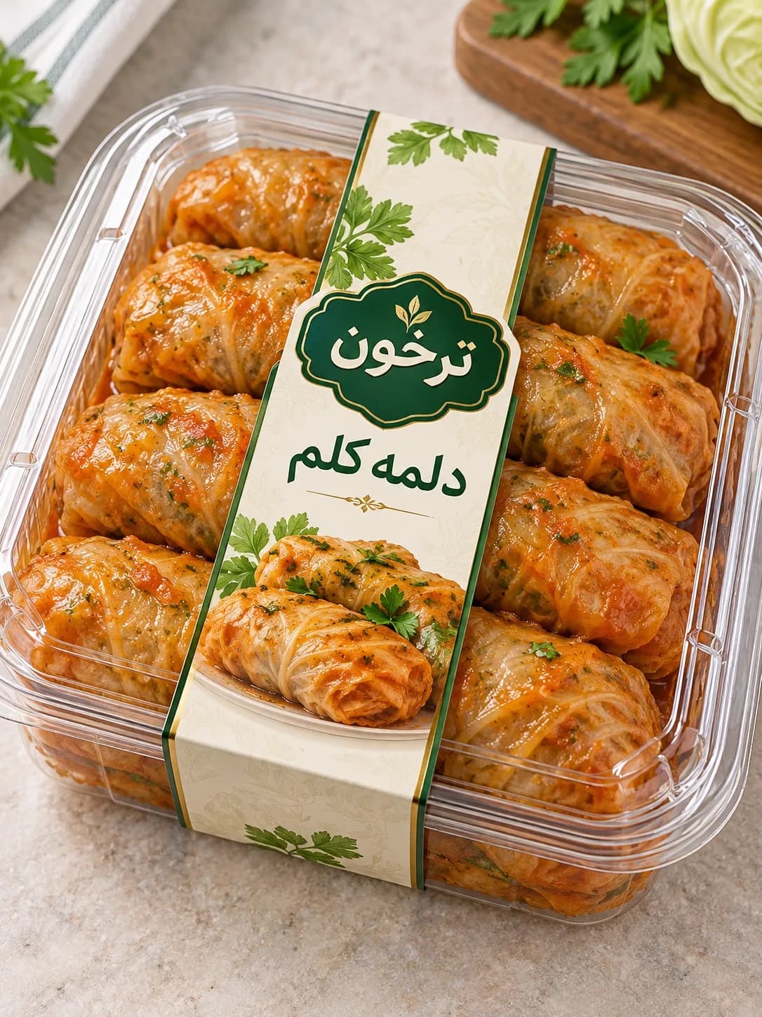 خرید دلمه کلم ترخون | خانگی، خوش‌طعم و آماده پخت با سبزیجات معطر