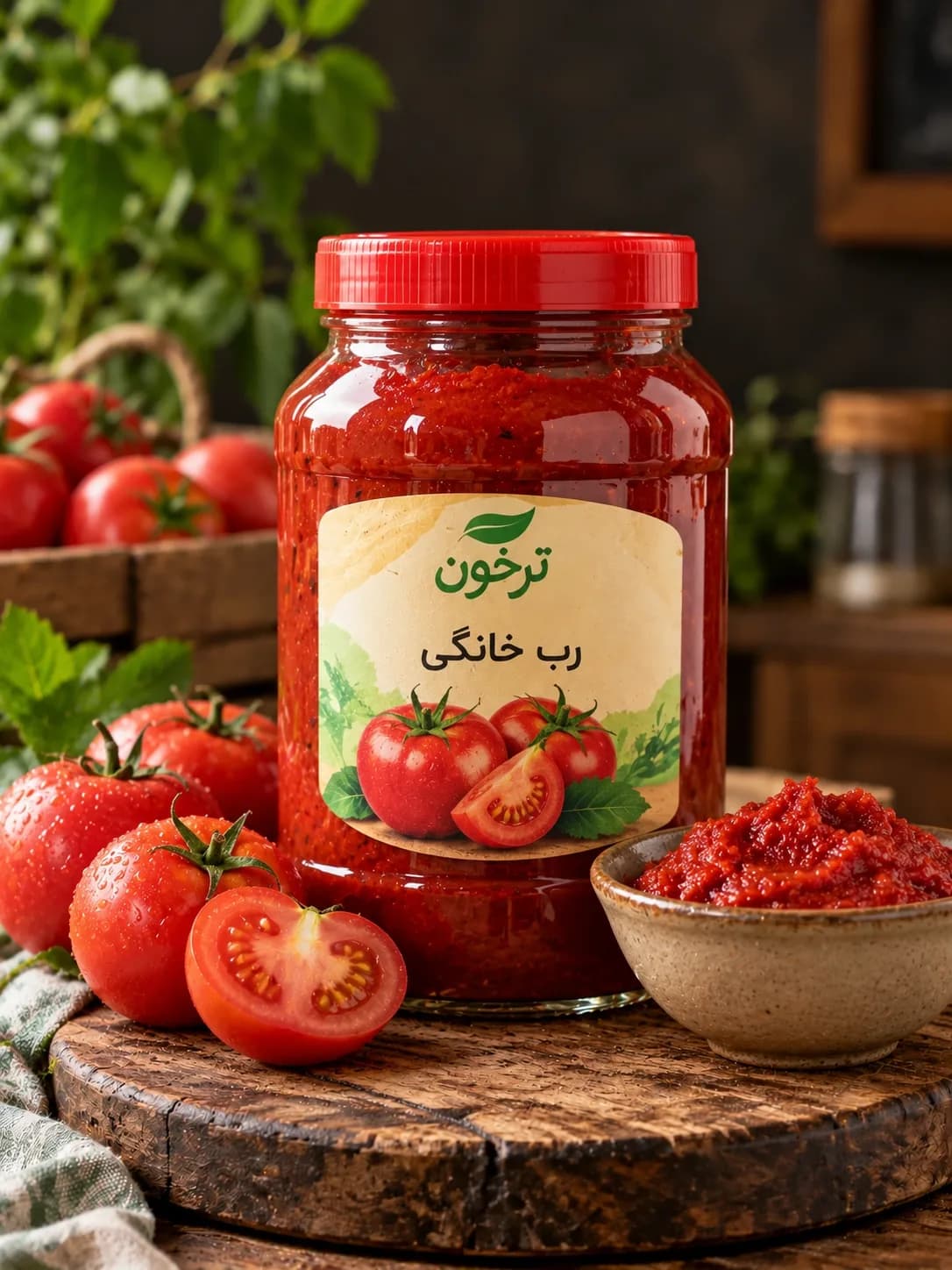 خرید رب گوجه‌فرنگی خانگی ترخون | غلیظ، خوش‌رنگ و تهیه‌شده از گوجه‌فرنگی تازه و مرغوب