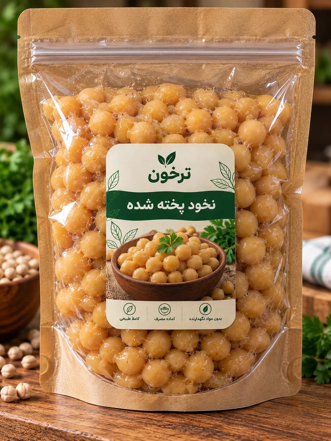 خرید نخود پخته‌شده ترخون | نرم، خوش‌طعم و آماده مصرف