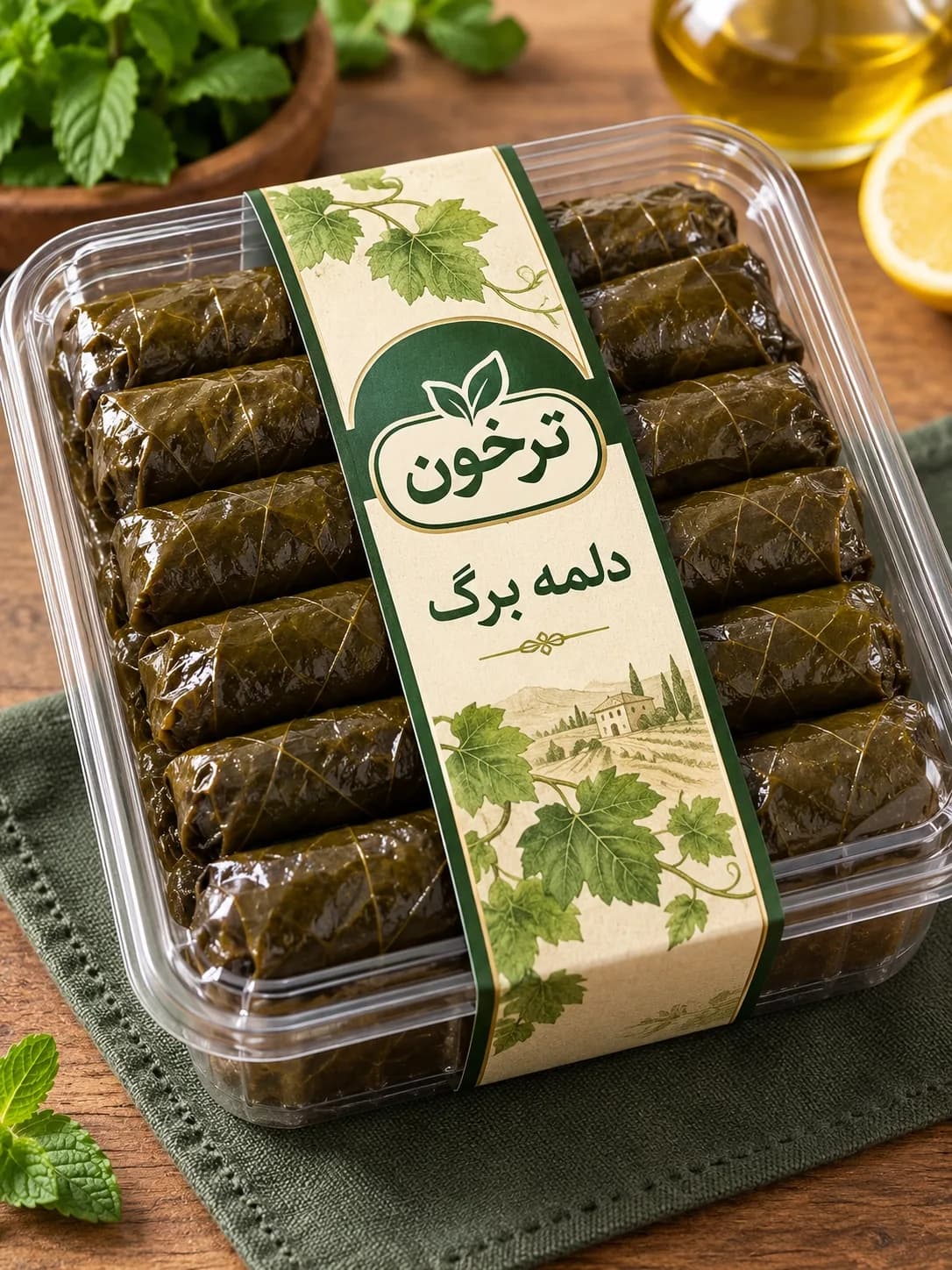 خرید دلمه برگ مو ترخون | خانگی، خوش‌طعم و آماده پخت با سبزیجات معطر