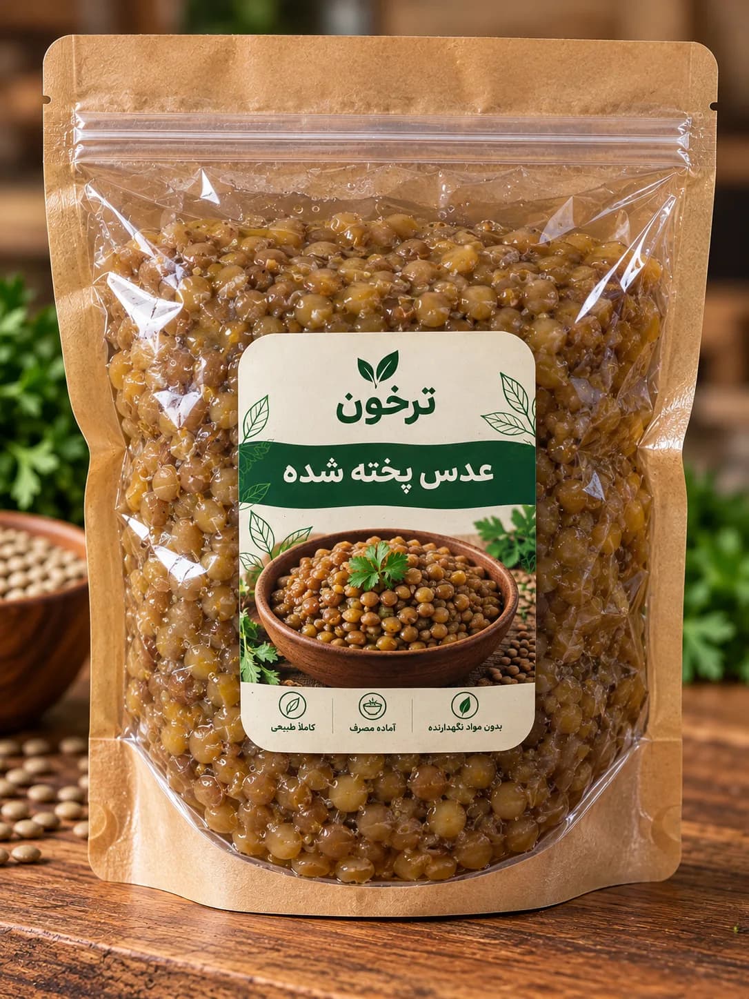 خرید عدس پخته‌شده و آماده مصرف ترخون | تازه، خوش‌طعم و باکیفیت