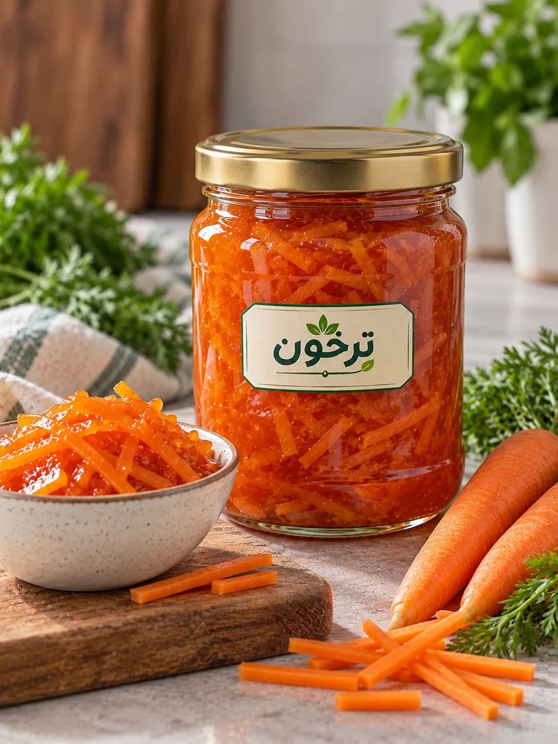 خرید مربای هویج خلالی خانگی ترخون | تهیه‌شده از هویج تازه و مرغوب