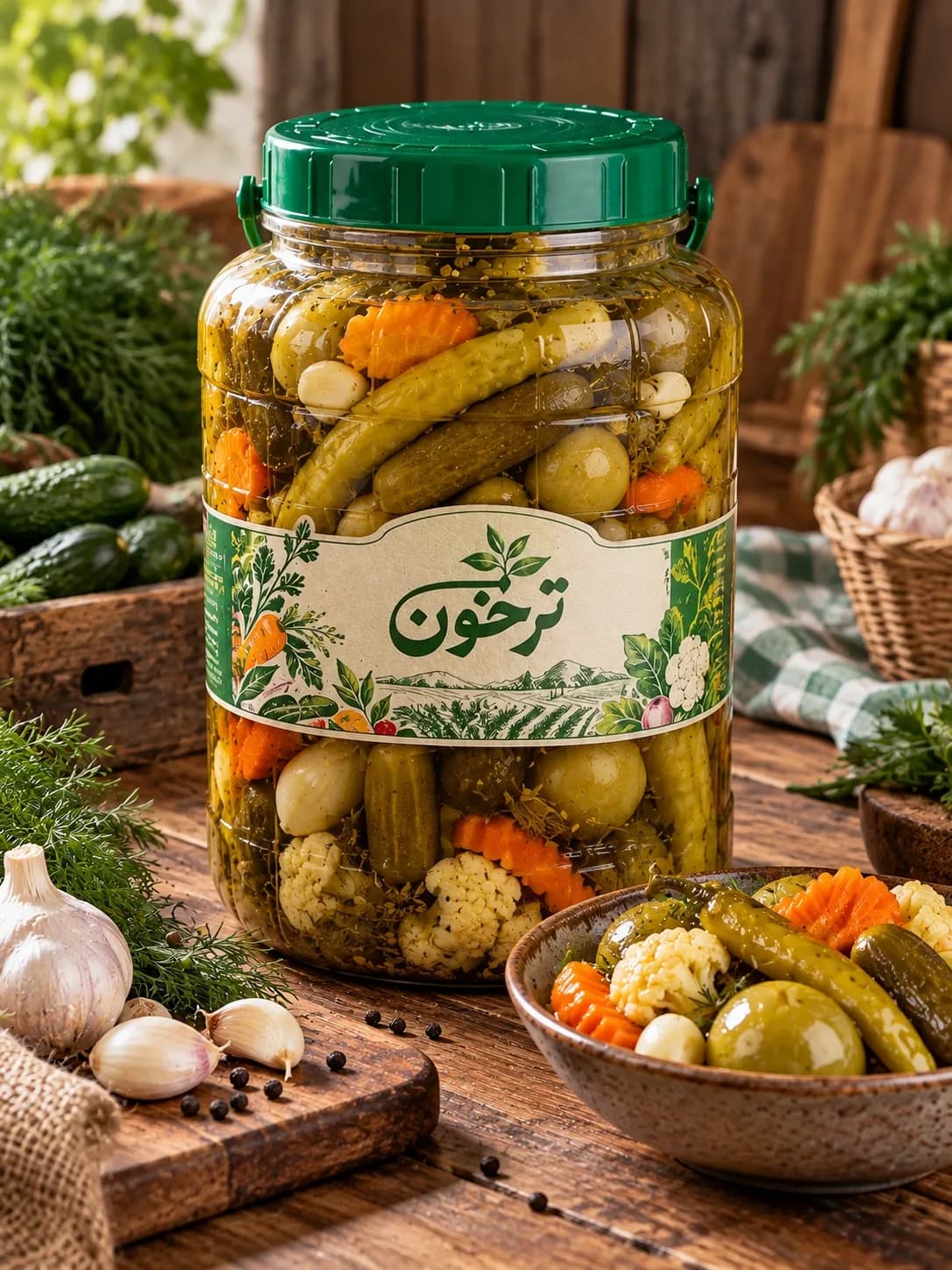 خرید ترشی شور مخلوط خانگی ترخون | ترد، خوش‌طعم و تهیه‌شده از سبزیجات تازه و مرغوب