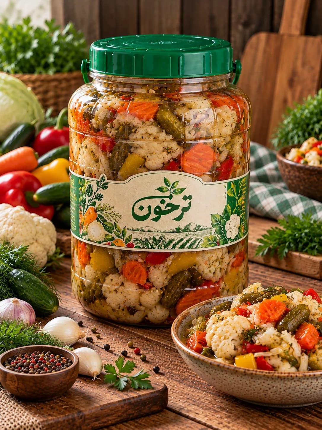 خریدترشی سالاد فصل خانگی ترخون | ترد، خوش‌طعم و تهیه‌شده از سبزیجات تازه و مرغوب