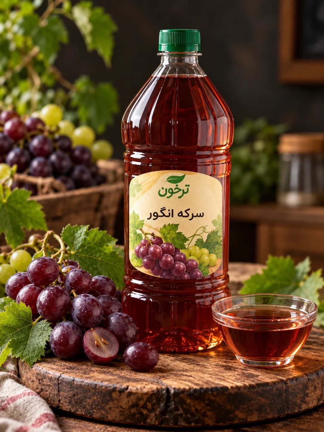 خرید سرکه انگور طبیعی ترخون | خالص، خوشطعم و تهیهشده از انگور تازه و مرغوب